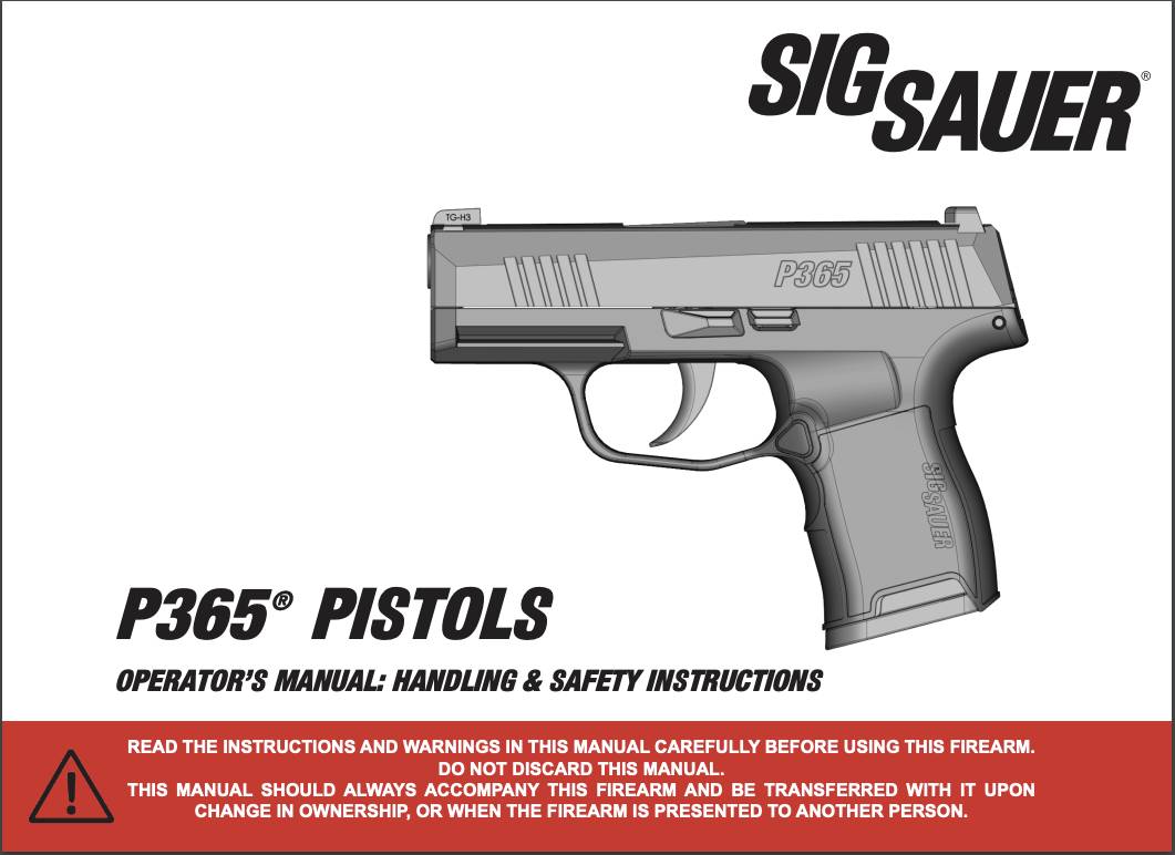 Sig Sauer P365 Owner's Manual Booklet-img-0