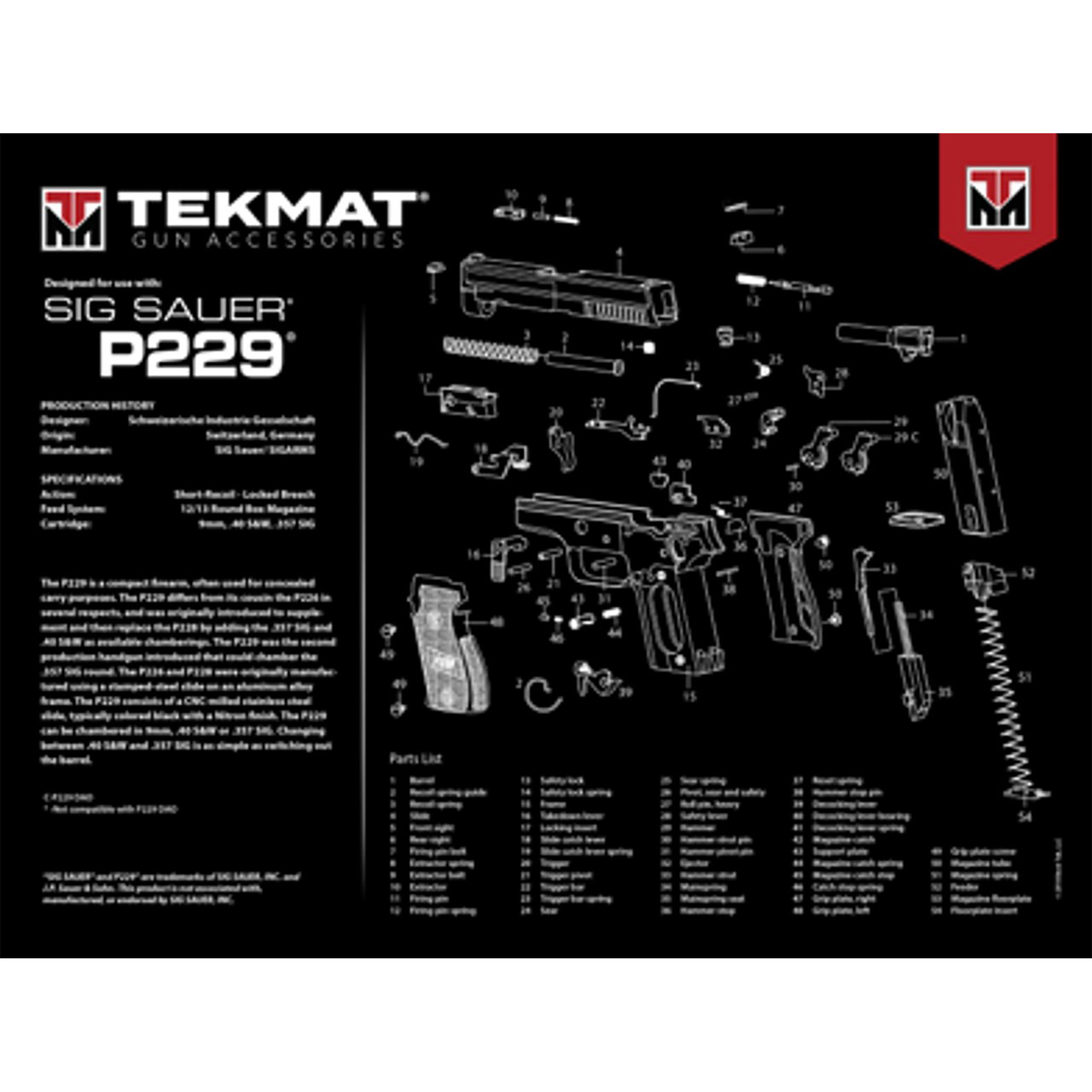 TekMat Ultra Gun Cleaning Mat SIG Sauer P229 15"x20" Black-img-0
